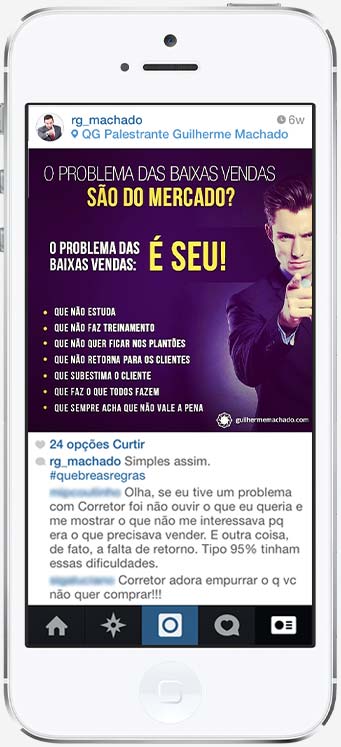 Interação corretor imóveis no Instagram